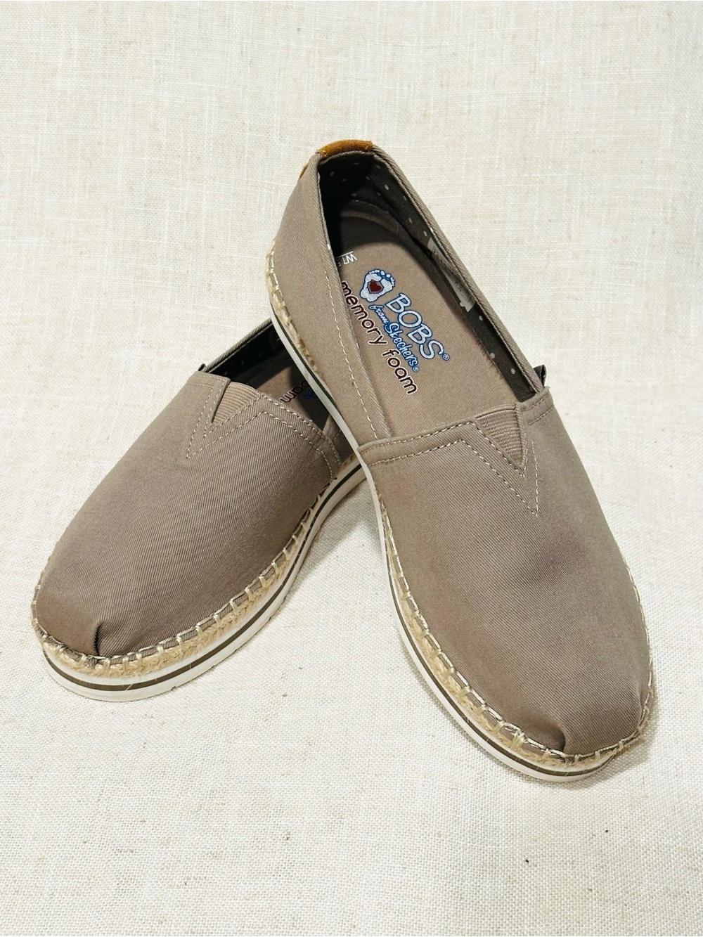 Bobs from Skechers Breeze Espadrille  Slip-On Taupe Canvas Memory Foam